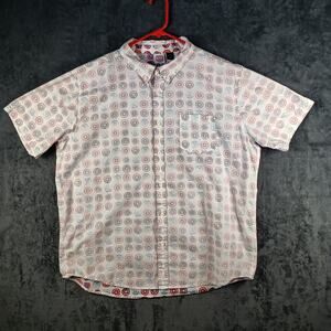 Marvel Captain America Shirt Men 2XL White Button Up Short Sleeve Shield Print